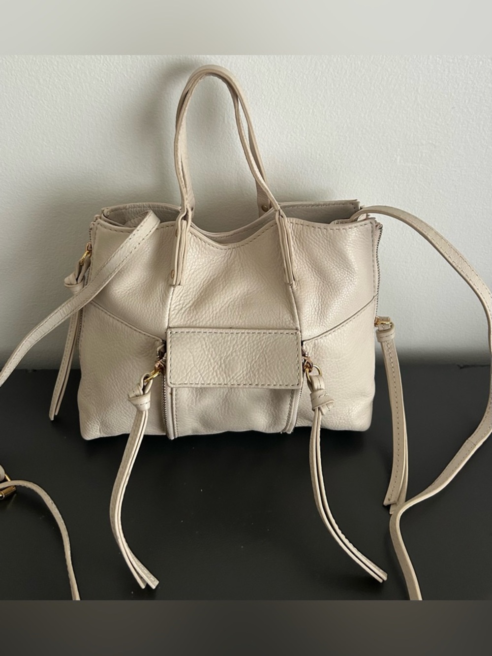 Kooba Cream Pebbled Leather shoulder bag Crossbody Bag boho satchel Purse - Picture 8 of 12